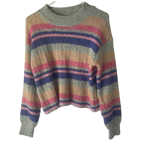 Jessica Simpson Women Small Rainbow Portia Striped Multicolored Knit Sweater - Picture 2 of 9
